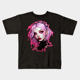 Pink Cyber Goth Girl Kids T-Shirt